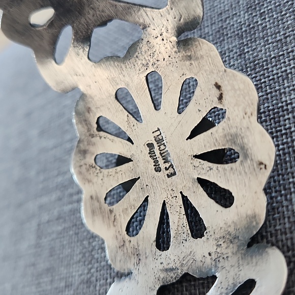 HOST PICK🎉Native American Navajo Sandcast Sterling & Turquoise Butterfly Cuff - Picture 7 of 13